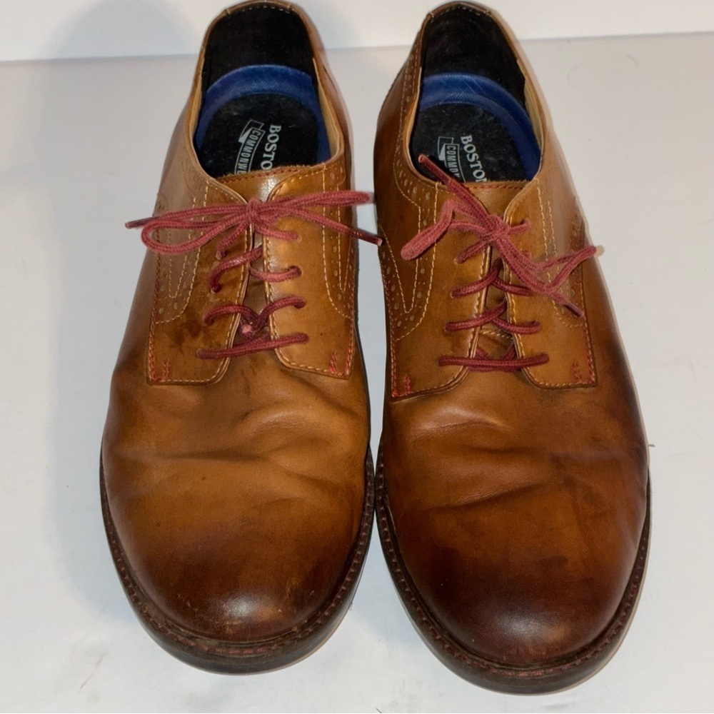 Bostonian Commonwealth Derby Oxford Lace up Shoes Tan Burnished Leather 10.5